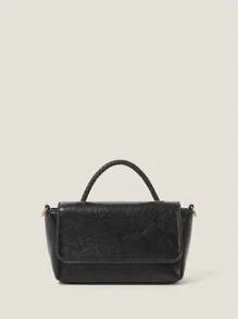 Muvela Bolso de mano de mujer, de unicolor, minimalista, multifuncional, práctico - Negro - Ver 1