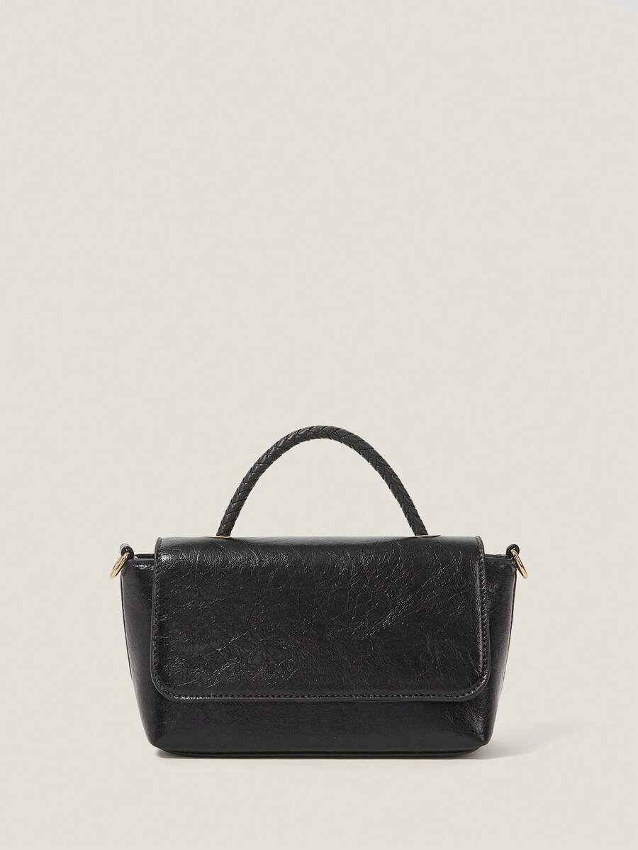 Muvela Bolso de mano de mujer, de unicolor, minimalista, multifuncional, práctico - Negro - Ver 1