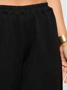 AiiRZ Classic Sweatpants Drawstring Elastic High Waist Wide Leg Relaxed Fit Comfortable All Season Pants Graduation,Back To School Outfit - Black - View 4