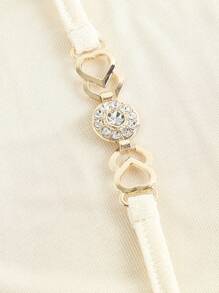 SHEIN MOD Plunging Neckline Cinched Waist Open Back Metal Buckle Decor Bodycon Dress - Apricot - View 3