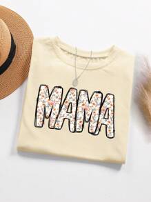 T-shirt graphique à col rond et manches courtes pour femmes, imprimé de lettres anglaises, tenue décontractée pour tous les jours, printemps/été