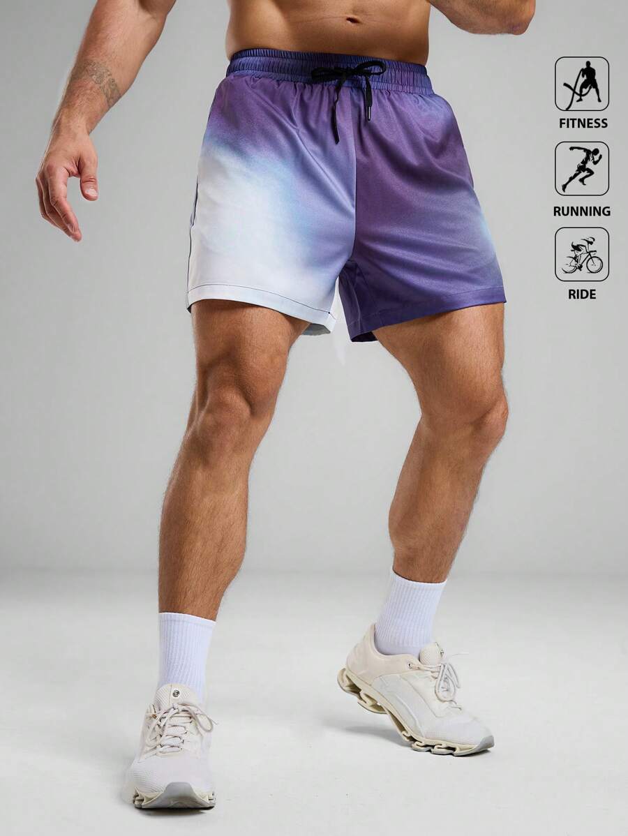 Acti Log Quần short thể thao thường ngày rộng rãi có dây rút in họa tiết Tie Dye dành cho nam - Xám - Xem 1