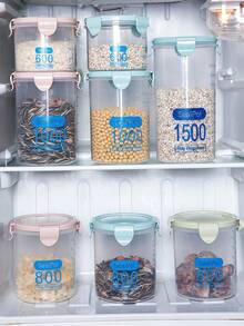 1pc Airtight Food Storage Container – Pink PP Grain Storage Box, Plastic Dry Food Pantry Organizer With Secure Lid - Green - View 8