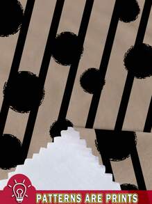 EMERY ROSE Plus Size Retro Country Polka Dot Pattern Placement Print Round Neck Loose Shirt, Summer Women's Wear Chic Blouses For Women - Khaki - View 3