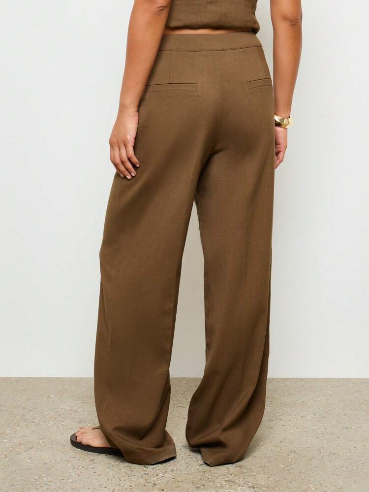 Linen Feel Wide Leg High Waisted Palazzo Pants