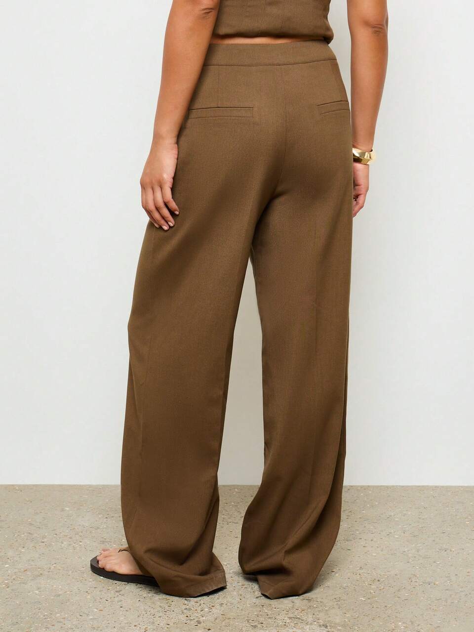 Linen Feel Wide Leg High Waisted Palazzo Pants