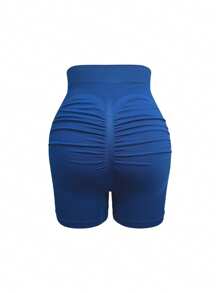 1 Stück Umstandsshorts für Schwangere mit elastischem Bund, nahtlos, hoher Bund, bequem für den täglichen Lässig Gebrauch, blaue Trainingsshorts