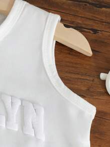 SHEIN 男童休闲无袖印花背心，白色，夏季 - 白色 - 查看 6