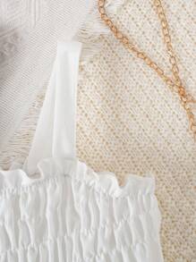 青少年女孩休闲牛仔夹克 + 白色吊带裙套装