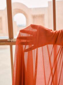 Swim Oasis 2PCs Plus Size Women One-Piece Swimsuit With Mesh Shoulder Inset & Ruching Detailing, Paired With Mesh Flare Pants, For Summer Beach Vacation - Chocolate Brown - View 8