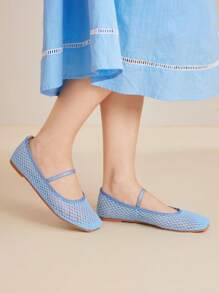 MOTF PREMIUM 2024 NEW SQUARE POINTED TOE LOW HEEL FLAT SANDALS, SUMMER - Baby Blue - View 7