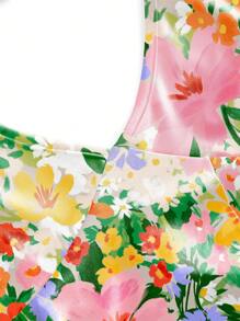 Shutterstock Women's Colorful Floral Print V-Neck Halter Beach Tank Top For Summer