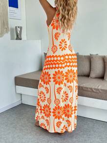 Breezaya Women's Casual Vacation Bohemian Style Dress - Orange - View 2