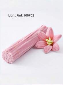 100 件套蓬松雪尼尔茎棒 DIY 工艺管道清洁器用于花束插花可弯曲毛绒棒适用于母亲节毕业婚礼生日装饰，适合春季、夏季、鲜花配色、派对用品礼物制作