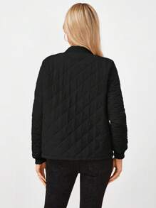 Wildy 女士休闲纯色菱形格纹飞行夹克秋冬季款