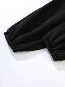 SHEIN Rhinestone Skeleton Hand Pattern Sweatpants - Black - View 3