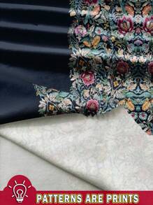 Al Najma Casual Floral Print V-Neck Long Sleeve Modest Arabic Style Dress