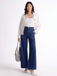 Daynim Quần Jeans Ống Rộng Cạp Cao - Rửa trung bình - Xem 2