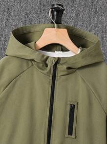 SHEIN Chaqueta con capucha informal y versátil de ajuste suelto con bolsillos utilitarios para niños preadolescentes, adecuada para ir al trabajo, la escuela, el uso diario casual, los deportes, primavera, verano, otoño e invierno - Verde militar - Ver 7