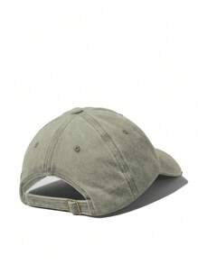 The Hunger Games X SHEIN Geometric & Letter Printed Washed Baseball Cap, Fashion - Khaki - View 3