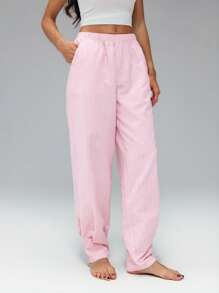 SHEIN Tall 女式条纹印花松紧腰休闲百搭裤