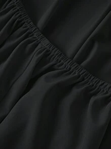 Chiquease 女式休闲纯色露背吊带中长连衣裙，夏季 - 黑色 - 查看 6