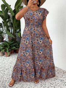 SHEIN LUNE Đầm dài đơn giản cổ chữ V in họa tiết đơn giản cho nữ cỡ lớn, phong cách Bohemian mùa hè, Boho, trang phục mùa hè cổ điển dành cho nữ, trang phục dự tiệc mùa xuân, trang phục lễ hội, trang phục dự tiệc mùa xuân, trang phục Saint John, Saint John, Saint John 2025, trang phục ngày giữa hè, váy tốt nghiệp, váy dự tiệc cưới, trang phục đi nghỉ cho nữ, trang phục đi biển cho nữ, váy liền thân cho lễ hội, váy sinh nhật cho nữ, váy maxi họa tiết hoa, váy maxi Boho, váy maxi thường ngày, váy đi nghỉ cho nữ - Nhiều màu - Xem 5