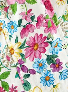 SHEIN MOD 女式花卉图案方领无袖牛仔衬衫，夏季