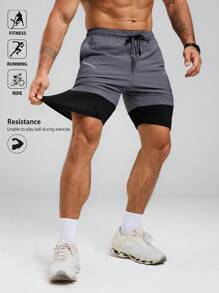 Acti Log Men's Drawstring Waist Pocket Casual Gym Workout Shorts - Multicolor - View 6