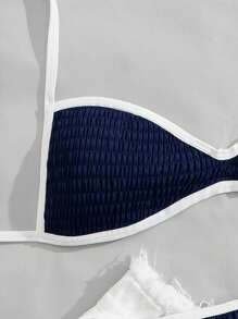 Swim Vcay Women's Summer Beach Ruffle Trim Bikini Top, Casual Holiday Beach Bathing Suit