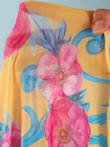 SHEIN Swim Bikini de una pieza con estampado floral y falda maxi a juego para playa y vacaciones