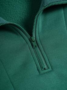 SHEIN Sweat-shirt-shirt vert surdimensionné à col montant avec petit imprimé floral, style décontracté universitaire en tissu doux, Sweat-shirt-shirt polyvalent et confortable convenant pour le port quotidien, l'école, les voyages, les activités extérieures. Sweat-shirt-shirt vert esthétique Y2K, pour l'automne/l'hiver - Vert - Voir 6