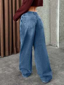 EURMUSE LOW RISE WIDELEG Y2K STYLE GREY JEAN - Light Wash - View 2