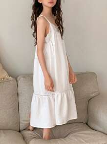 DAZY 青少年女孩休闲无袖睡袍/家居服 - 白色 - 查看 3