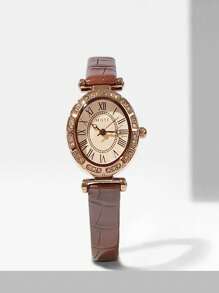 MOTF PREMIUM RHINESTONE ROMAN NUMERAL SCALE QUARTZ WATCH - Brown - View 7