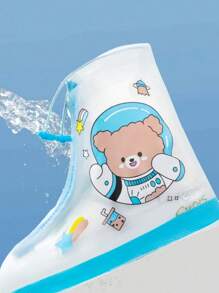 SHEIN 1 Pair Transparent Cartoon Dinosaur Pattern Waterproof Rain Shoe Covers, Non-Slip And Waterproof. Multiple Sizes Suitable For Rainy Outdoor Activities, School, Office, Home, Travel, Birthday Gifts, Holiday Gifts