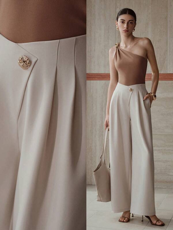 MOTF PREMIUM FOLD PLEATED SLANT POCKET PANTS