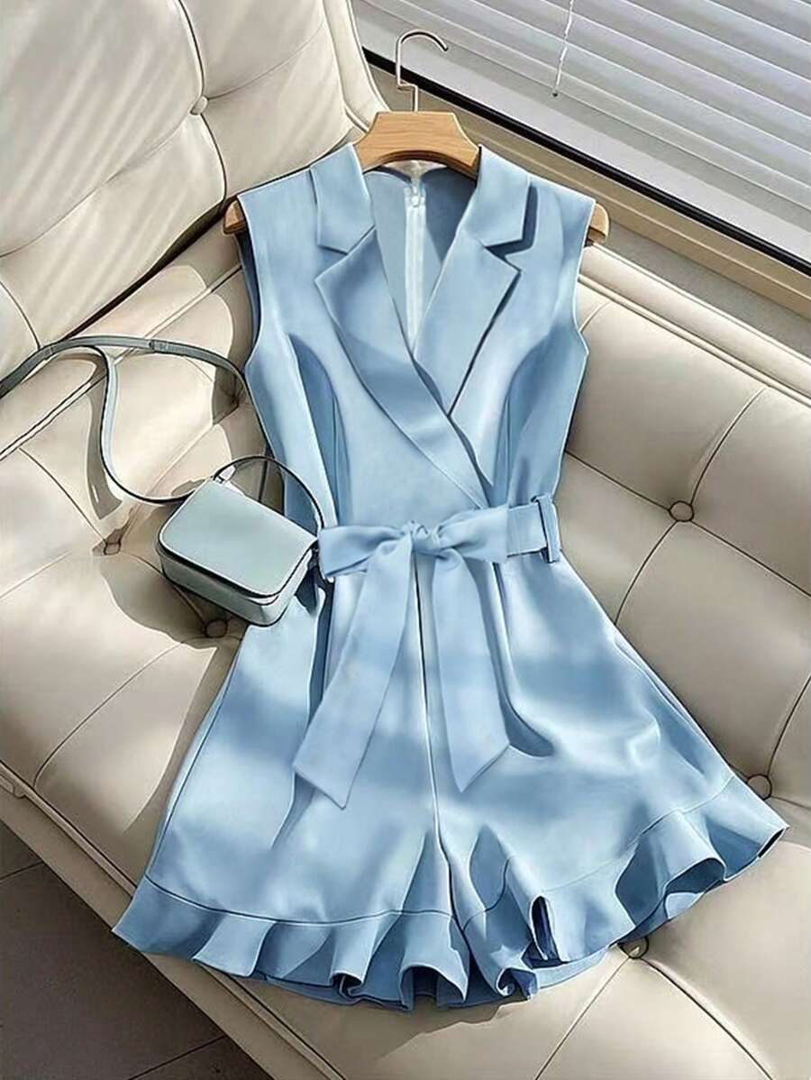 SHEIN Clasi 女士优雅度假夏季浪漫连体衣 - 藍色 - 查看 1