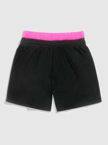 ROMWE MEN Men's Street Life Loose Fit Shorts With Sparkling Diamond Waistband - Black - View 3