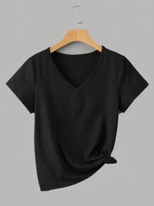 INAWLY Set de 3 camisetas de verano de mujer con cuello en V de moda versátil - Multicolor - Ver 3