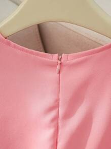 Franclia Sleeveless Waist-Cinched Office Commuting Style Pink Dress For Women - Pink - View 3