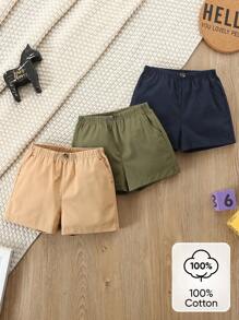 SHEIN Vintaside Kids 3pcs/Set Baby Boys' Casual Pocket Shorts, Summer - Multicolor - View 1