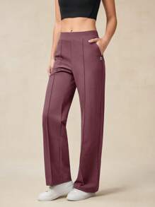OutZeal 女士休闲运动裤，凉爽透气，弹力面料，阔腿款式，带拉链口袋 - 中紫紅色 - 查看 7
