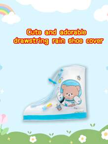 SHEIN 1 Pair Transparent Cartoon Dinosaur Pattern Waterproof Rain Shoe Covers, Non-Slip And Waterproof. Multiple Sizes Suitable For Rainy Outdoor Activities, School, Office, Home, Travel, Birthday Gifts, Holiday Gifts