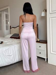 SHEIN Lace Trim Camisole And Pants Women Pajama Set