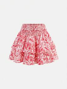 SHEIN Top à fines bretelles style floral pour préadolescentes et jupe évasée en 2 pièces, style décontracté de rue