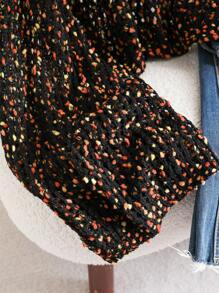 CosyJoli Plus Size Colorful Polka Dot Hollow Crew Neck Long Sleeve Sweater Pullover,Slightly Sheer,Fall Clothes For Women Autumn - Black - View 3