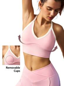 VARSIVA Women's Sports Bra/Halter Neck Swimsuit, Fashionable Gym Top For Summer - Multicolor - View 2