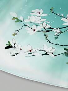 2pcs/Set Women Plus Size Ombre Floral Print Round Neck Short Sleeve Top And Wide Leg Pants