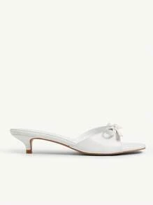 CUCCOO CHICEST Women's 3.5cm Heel Height Round Toe Cute Fashion Slip-On Mules Sandals, White PU For Christmas - White - View 4